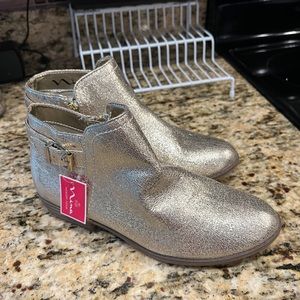 Nina Gold Sparkle Ankle Boots Booties Sz 5 NWT